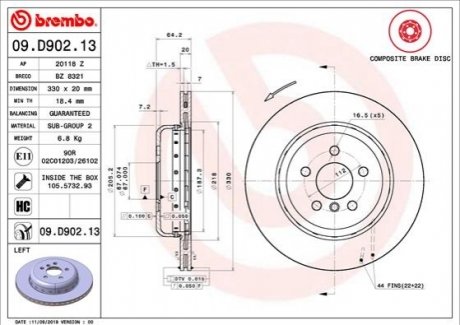 09.D902.13 BREMBO Гальмівний диск двосекційний