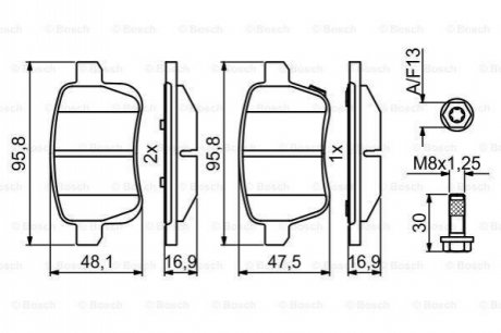 0 986 494 825 BOSCH Гальмівні колодки дискові OPEL Adam/Corsa \'\'R