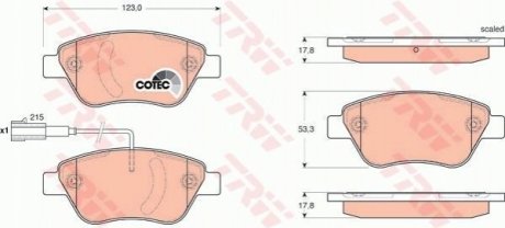 GDB1654 TRW Колодки тормозные дисковые передние Fiat Stilo (04-), Grande Punto, Doblo 05, Bravo (-07) (GDB1654) TRW