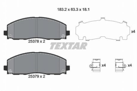 2537801 TEXTAR Комплект гальмівних колодок