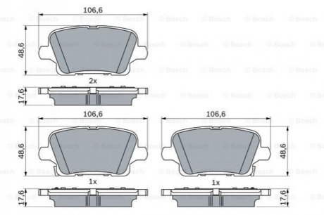 0986424872 BOSCH Колодки гальмівні дискові (комплект 4 шт)