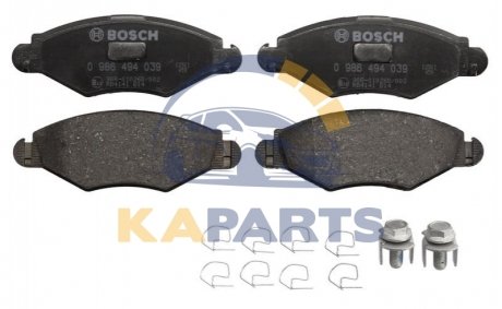 0 986 494 039 BOSCH Гальмівні колодки, дискові