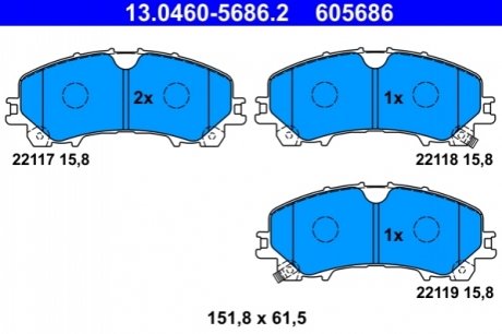 13.0460-5686.2 ATE Гальмівні колодки, дискові