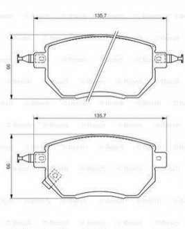 0 986 494 366 BOSCH Комплект гальмівних колодок, дискове гальмо