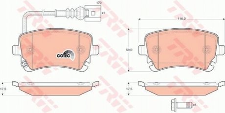 GDB1557 TRW Колодки тормозные дисковые задние Audi A4, A6 (99-)/ VW Т5 (З Датчиком) (тип LUCAS) (GDB1557) TRW