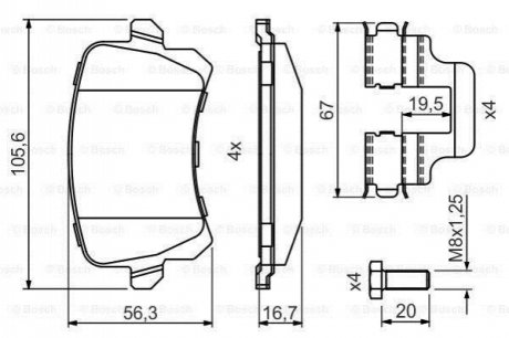 0 986 494 731 BOSCH Дискові колодки задні