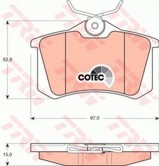 GDB823 TRW Колодки тормозные дисковые задние Peugeot 405 (87-96)/Seat Cordoba, Ibiza, Toledo (93-99)/VW Golf III, Passat (88-99) (GDB823) TRW