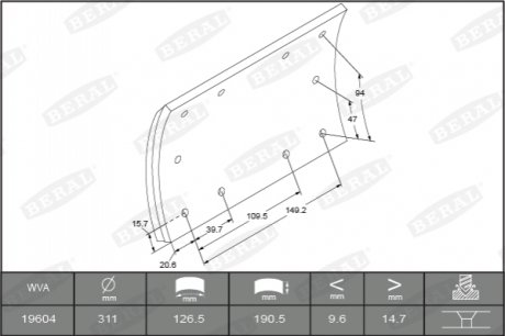 KBL19604.1-1621 BERAL Накладки гальмівні
