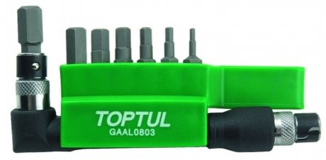 GAAL0803 Toptul Набор бит 1/4" HEX 2-8мм + Гобр.перех. 8ед.