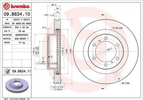 09.B634.11 BREMBO Тормозной диск передний