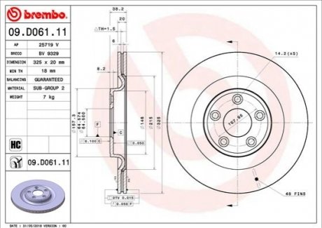 09.D061.11 BREMBO Гальмівний диск