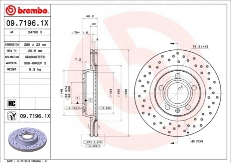 09.7196.1X BREMBO Гальмівні диски