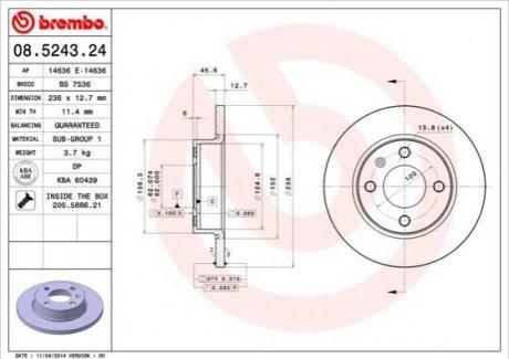 08.5243.24 BREMBO Гальмівний диск