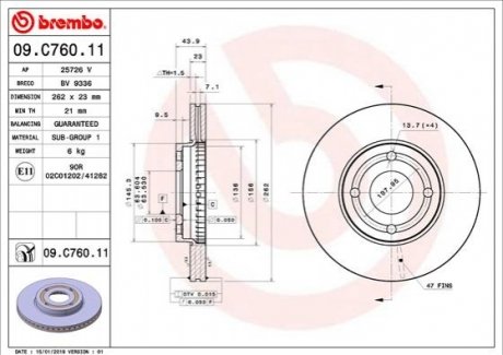 09.C760.11 BREMBO Гальмівний диск