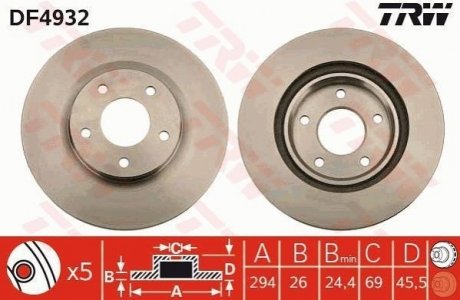 DF4932 TRW Диск тормозной