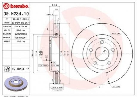 09.N234.11 BREMBO Гальмівний диск