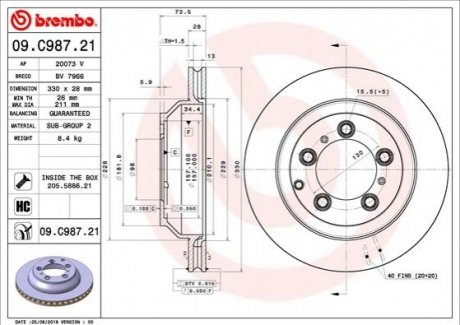 09.C987.21 BREMBO Гальмівний диск