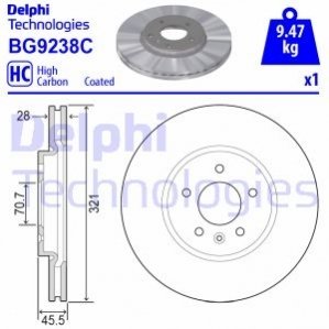 BG9238C Delphi Гальмівний диск