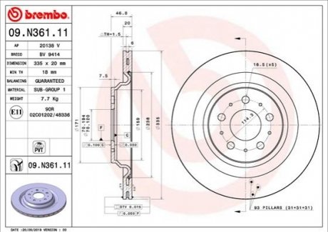 09.N361.11 BREMBO Гальмівний диск