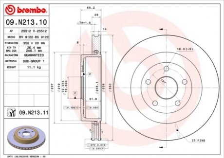 09.N213.11 BREMBO Гальмівний диск