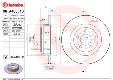 08.A403.11 BREMBO Гальмівний диск