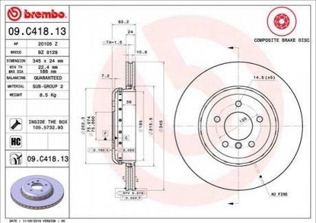 09.C418.13 BREMBO Гальмівний диск