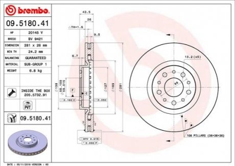 09.5180.41 BREMBO Гальмівний диск