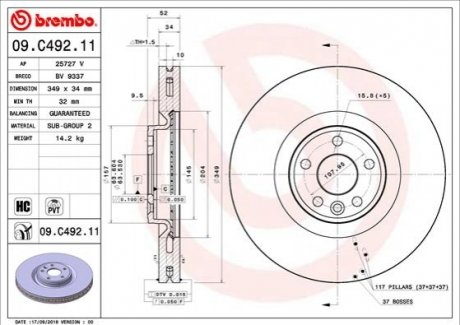 09.C492.11 BREMBO Гальмівний диск