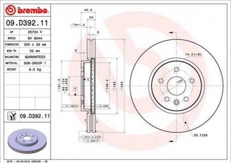 09.D392.11 BREMBO Гальмівний диск