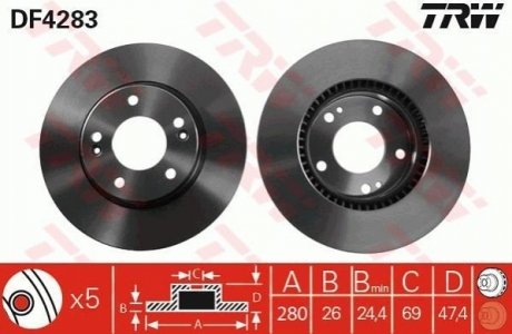 DF4283 TRW Тормозной диск