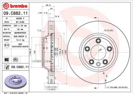 09.C882.11 BREMBO Тормозной диск передний