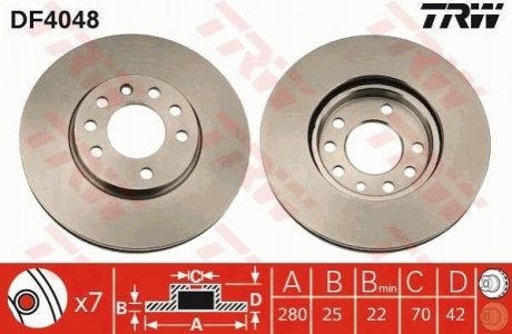 DF4048 TRW Тормозной диск