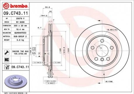 09.C743.11 BREMBO Гальмівний диск