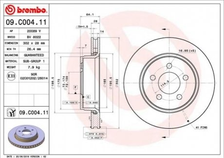 09.C004.11 BREMBO Гальмівний диск