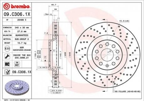 09.C306.1X BREMBO Гальмівні диски