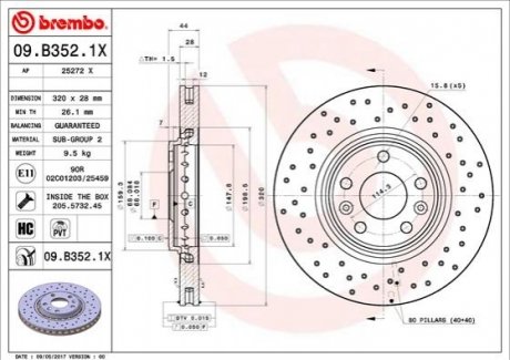 09.B352.1X BREMBO Гальмівні диски