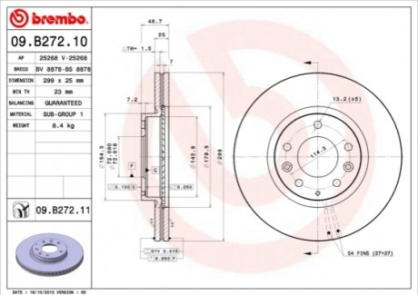 09.B272.10 BREMBO Гальмівний диск