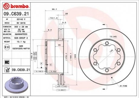 09.C639.21 BREMBO Гальмівний диск