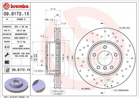 09.9172.1X BREMBO Гальмівний диск