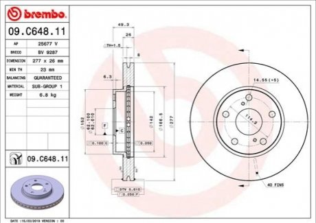 09.C648.11 BREMBO Гальмівний диск