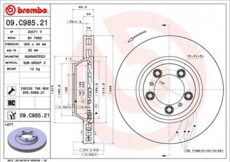 09.C985.21 BREMBO Гальмівний диск