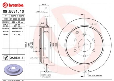 09.B631.11 BREMBO Тормозной диск