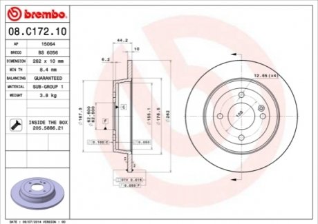 08.C172.10 BREMBO Тормозной диск