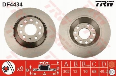 DF4434 TRW Диск тормозной задний