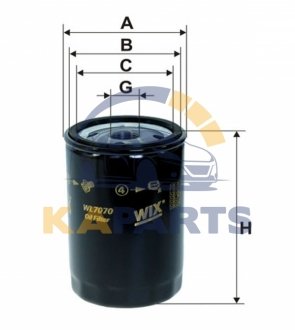 WL7070 WIX FILTERS Фильтр масляный ABG/Agria/Atlas/Atlas Copco/Benford /Bobcat/Bomag (WL7070) WIX