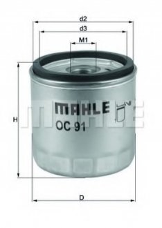 OC 91D1 MAHLE / KNECHT Фільтр оливи