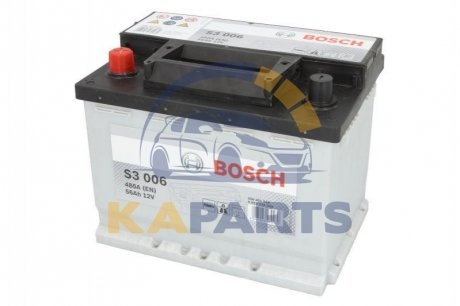 0 092 S30 060 BOSCH Акумулятор Bosch S3 56Ah, EN 480 лівий "+" 242х175х190 (ДхШхВ)