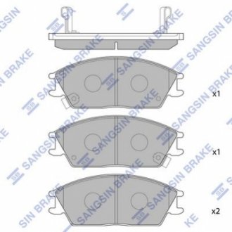 SP1047 Hi-Q (SANGSIN) Колодка тормозная передняя (58101-1CA00) (SP1047) SANGSIN