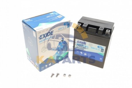 AGM12-14 EXIDE Аккумулятор залитый и заряженный AGM 12Ah 210A