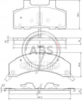 38215 A.B.S. Комплект тормозных колодок, дисковый тормоз